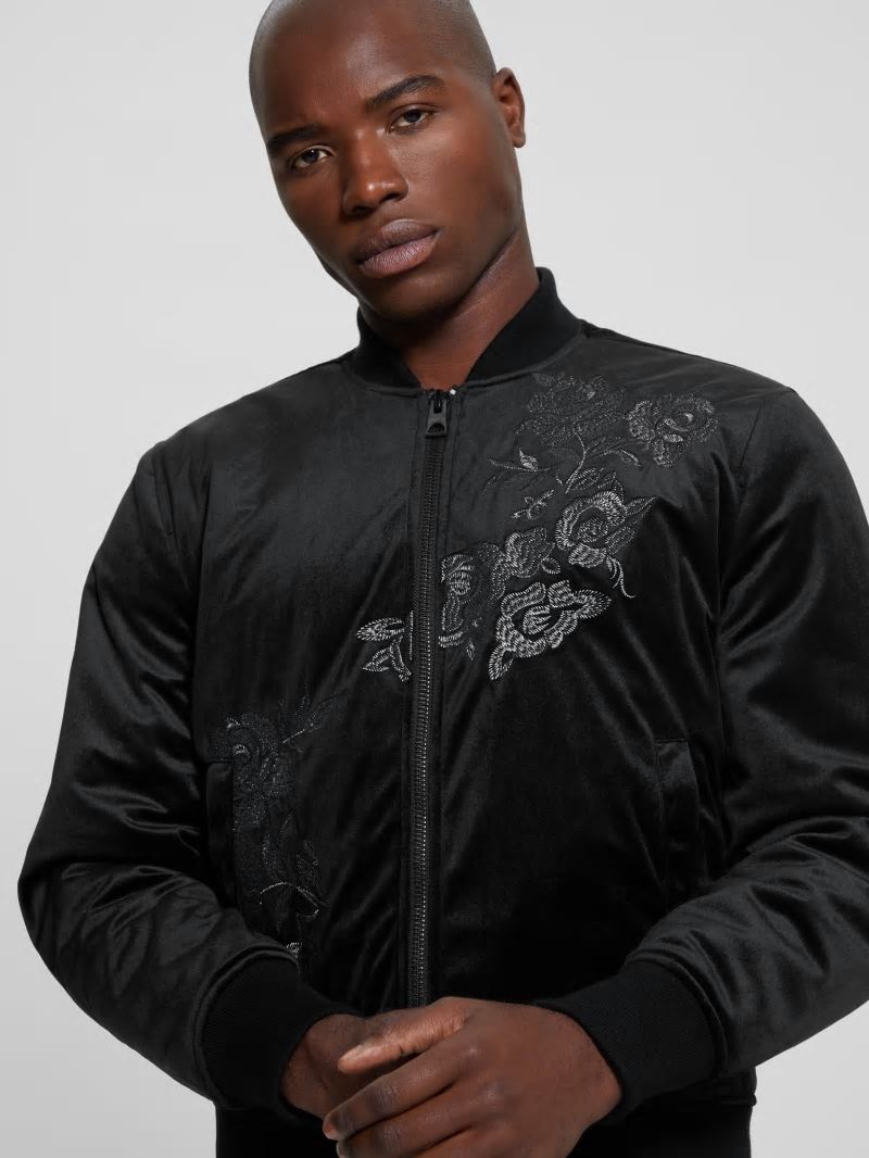 Guess Fulham Velvet Flight Jacket - Black Guess Fulham Velvet Flight Jacket - Black