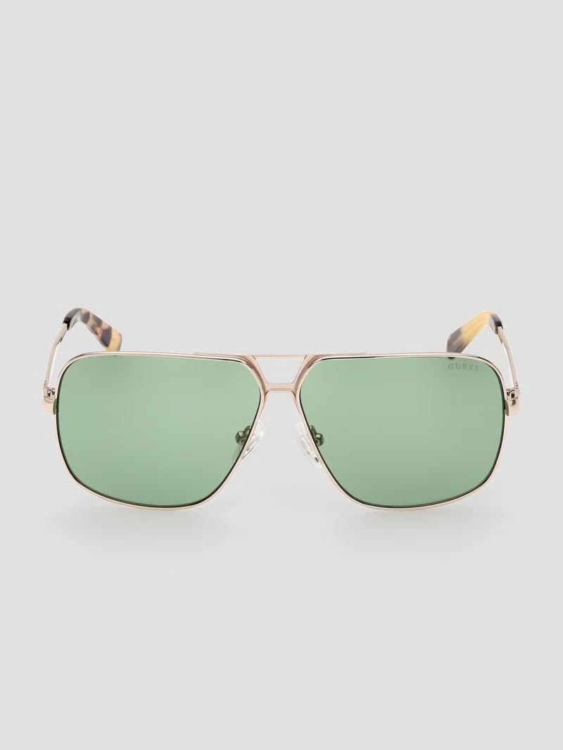 Guess Navigator Sunglasses - Shiny Gold/Green Guess Navigator Sunglasses - Shiny Gold/Green