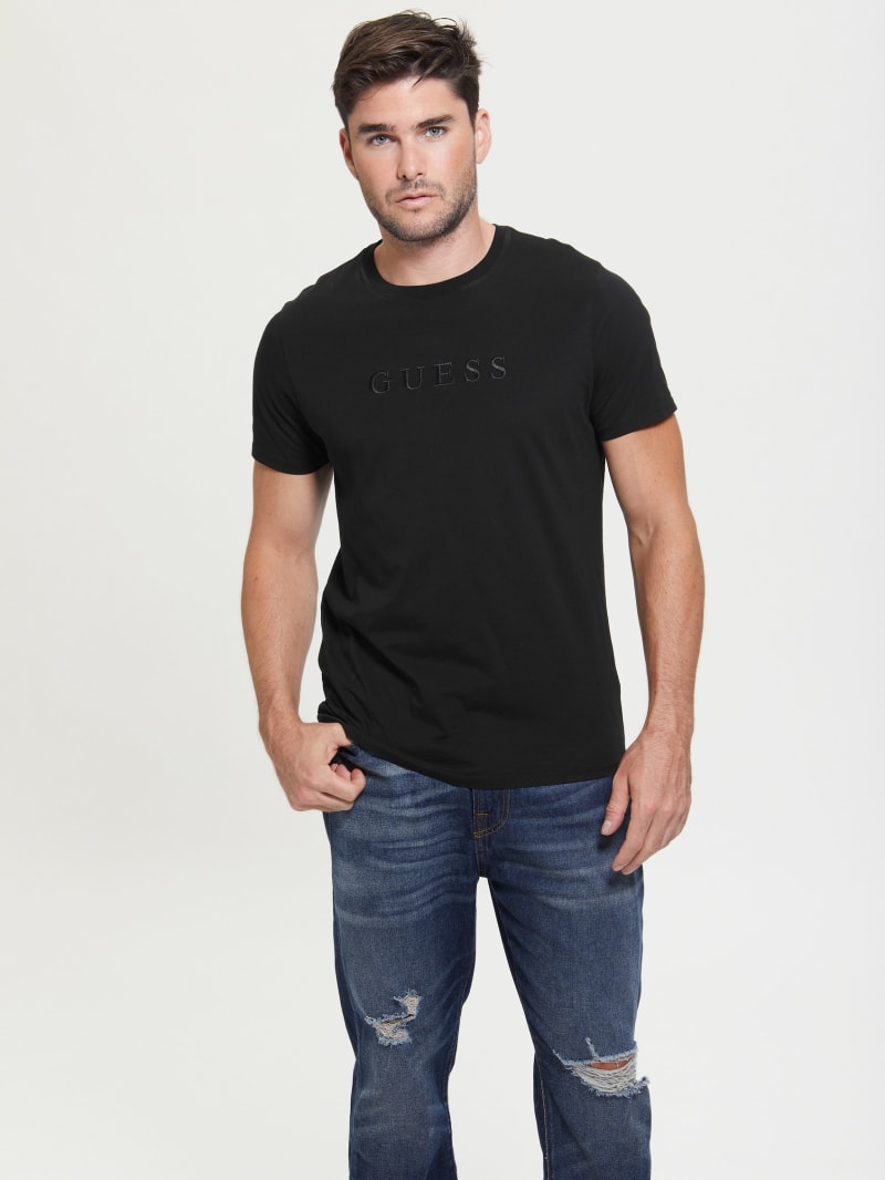 Guess Embroidered Logo Tee - Black Guess Embroidered Logo Tee - Black