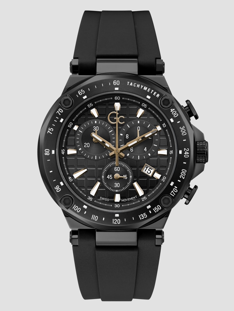 Guess Black Silicone Sport Chronograph Watch - Rose Gold Guess Black Silicone Sport Chronograph Watch - Rose Gold