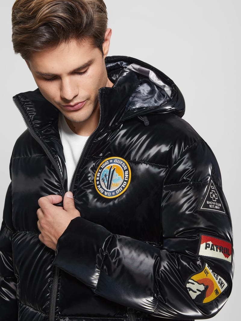 Guess Arctic Patch Puffer Jacket - Jet Black Multi Guess Arctic Patch Puffer Jacket - Jet Black Multi