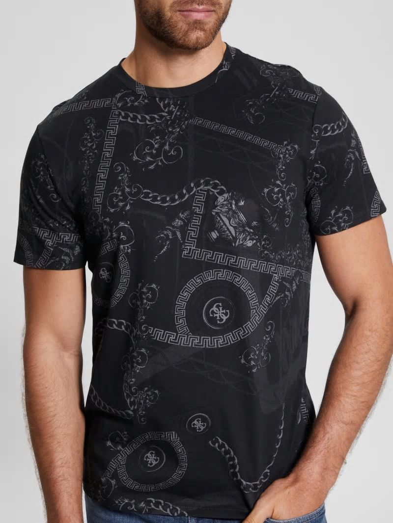 Guess Eco Tonal Printed Quattro G Tee - Jet Black Multi Guess Eco Tonal Printed Quattro G Tee - Jet Black Multi