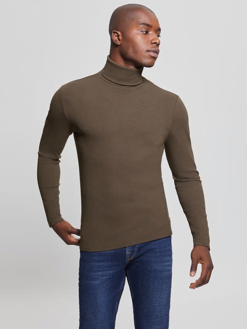 Guess Mateo Turtleneck Tee - Bittersweet Cocoa Guess Mateo Turtleneck Tee - Bittersweet Cocoa