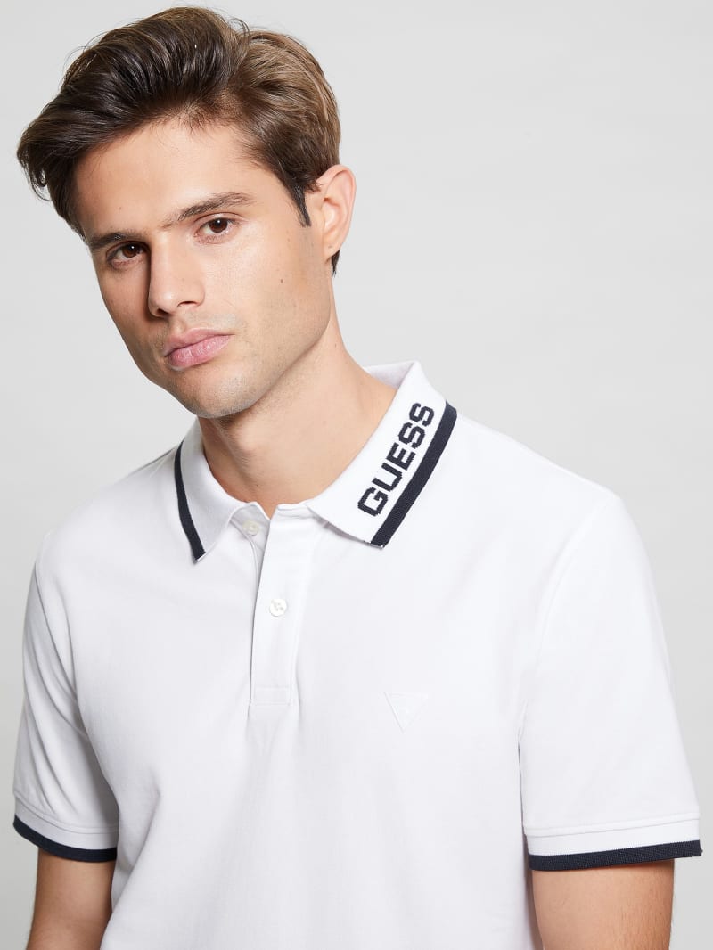 Guess Eco Lyle Logo Polo - Pure White Guess Eco Lyle Logo Polo - Pure White