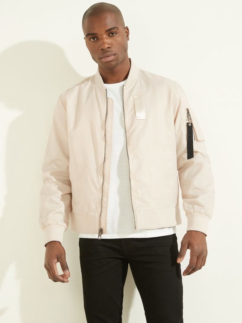 Guess Nylon Flight Jacket - Muted Stone Guess Nylon Flight Jacket - Muted Stone