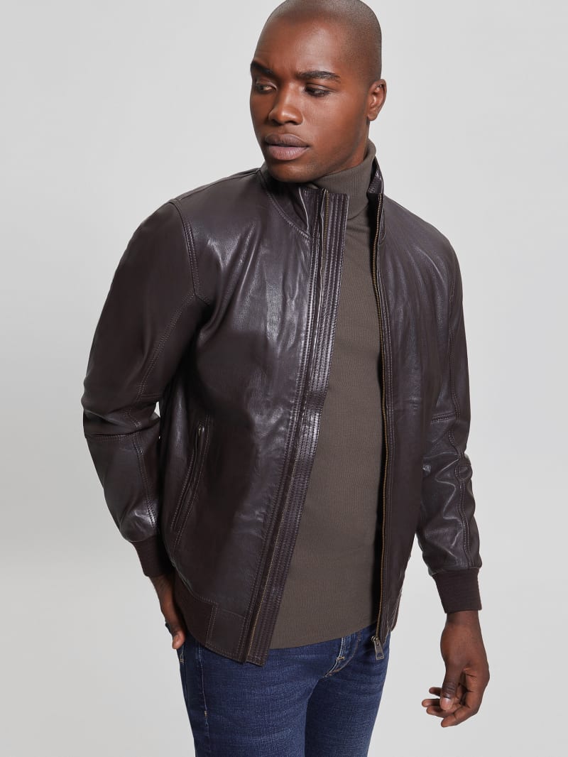 Guess Soft Leather Jacket - Bark Brown Guess Soft Leather Jacket - Bark Brown