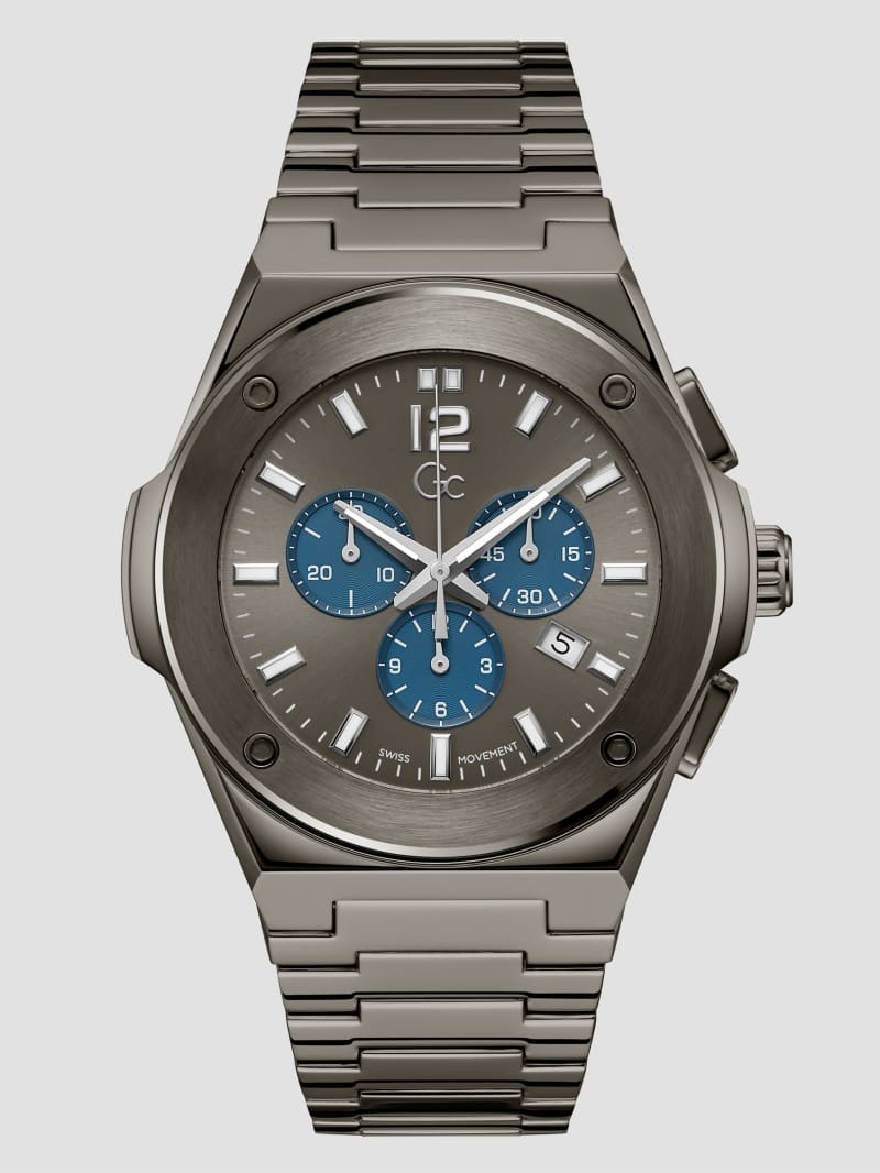 Guess Gc Dark Silver and Blue Multifunction Watch - Gunmetal Guess Gc Dark Silver and Blue Multifunction Watch - Gunmetal
