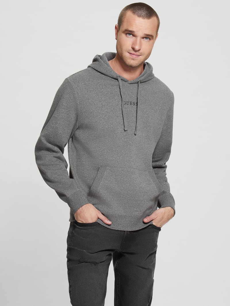 Guess Eco Roy Logo Hoodie - Midnight Dark Heather Guess Eco Roy Logo Hoodie - Midnight Dark Heather