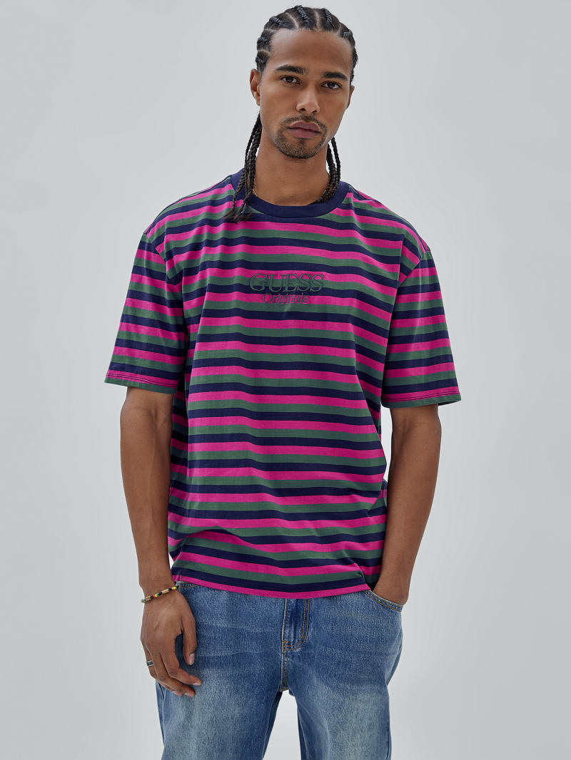 Guess GUESS Originals Eco Striped Tee - Cave Blue Multi Guess GUESS Originals Eco Striped Tee - Cave Blue Multi