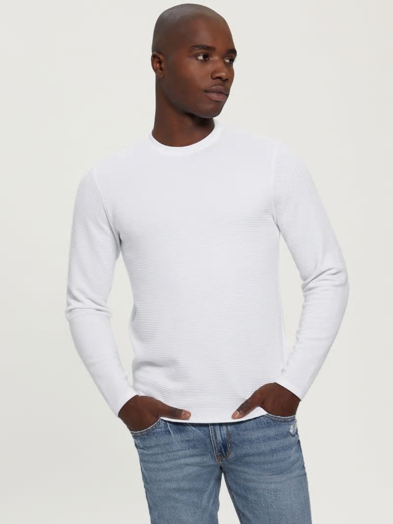 Guess Textured Jersey Long-Sleeve Tee - Pure White Guess Textured Jersey Long-Sleeve Tee - Pure White