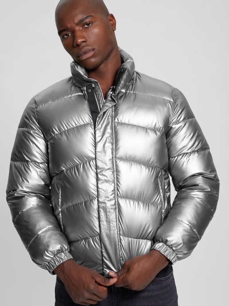Guess Lunar Puffer Jacket - Silver Shine Multi Guess Lunar Puffer Jacket - Silver Shine Multi