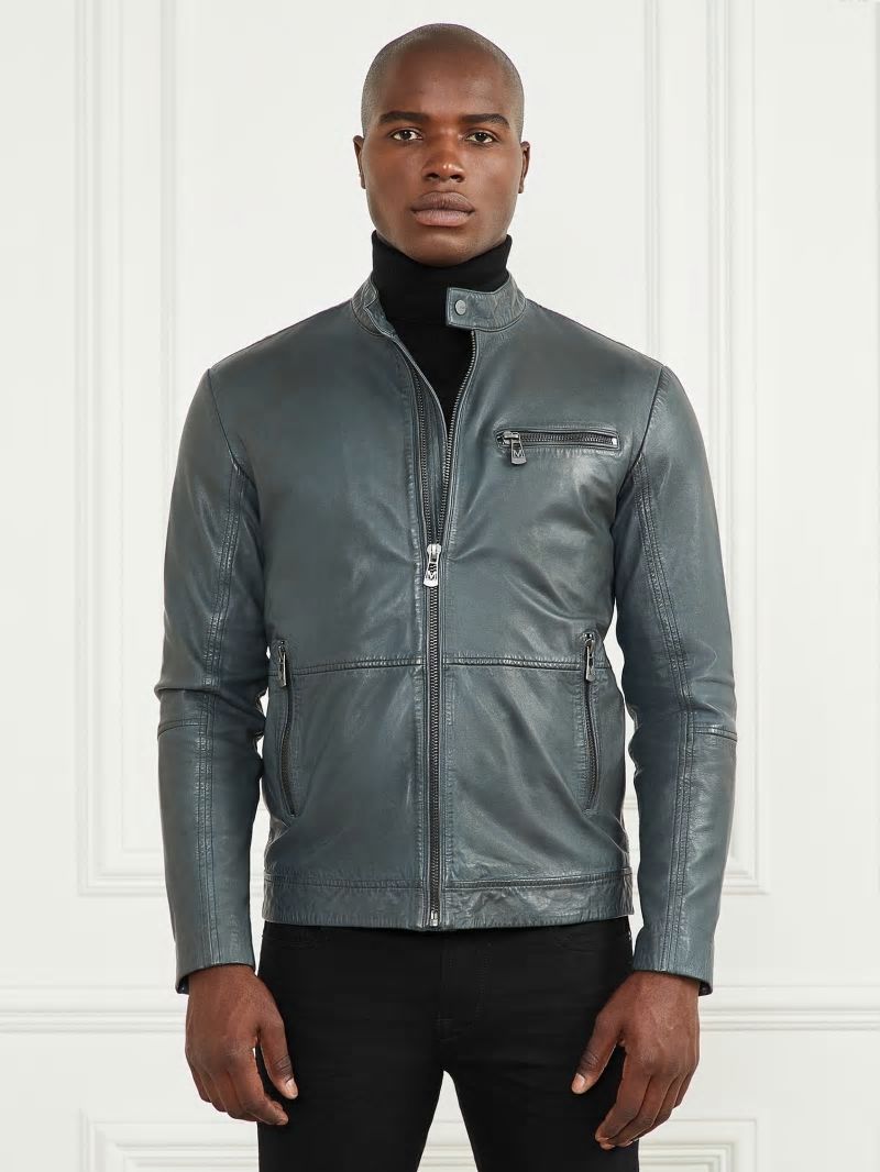 Guess Genuine Leather Biker Jacket - Black Guess Genuine Leather Biker Jacket - Black