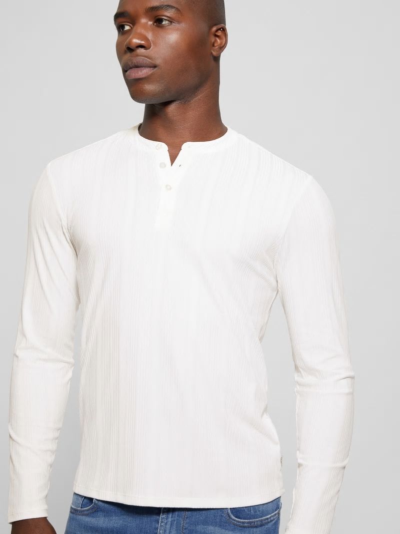 Guess Eco Brentwood Knit Henley - Salt White Guess Eco Brentwood Knit Henley - Salt White