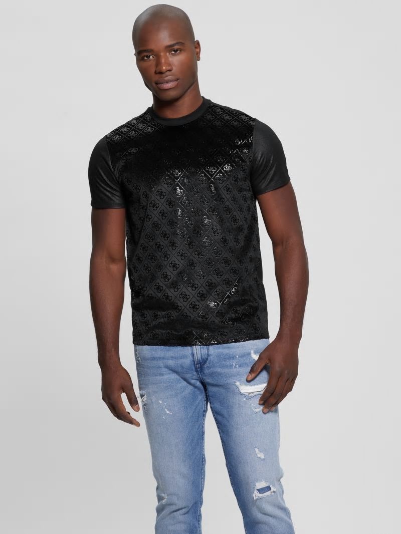 Guess Shine Quattro G Tee - Jet Black Multi Guess Shine Quattro G Tee - Jet Black Multi