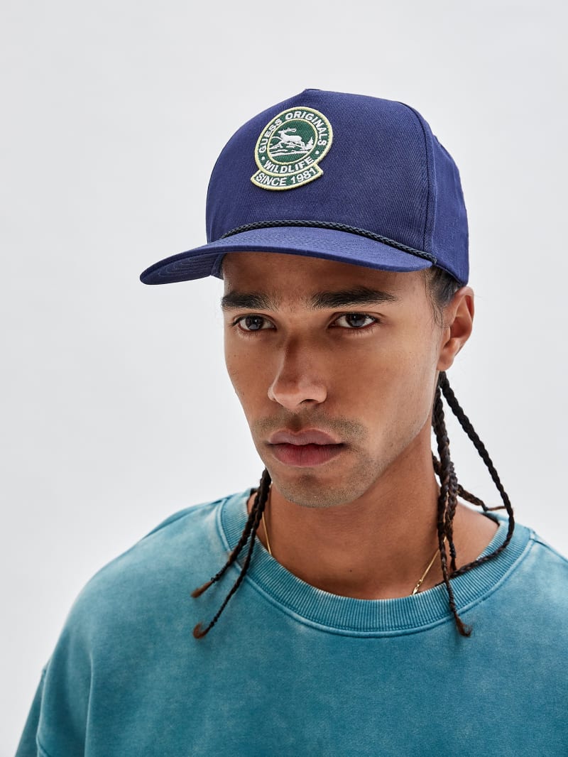 Guess GUESS Originals Wildlife Patched Hat - Cave Blue Guess GUESS Originals Wildlife Patched Hat - Cave Blue