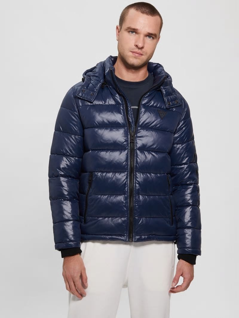 Guess Anthony Logo Puffer Jacket - Blue Navy Guess Anthony Logo Puffer Jacket - Blue Navy