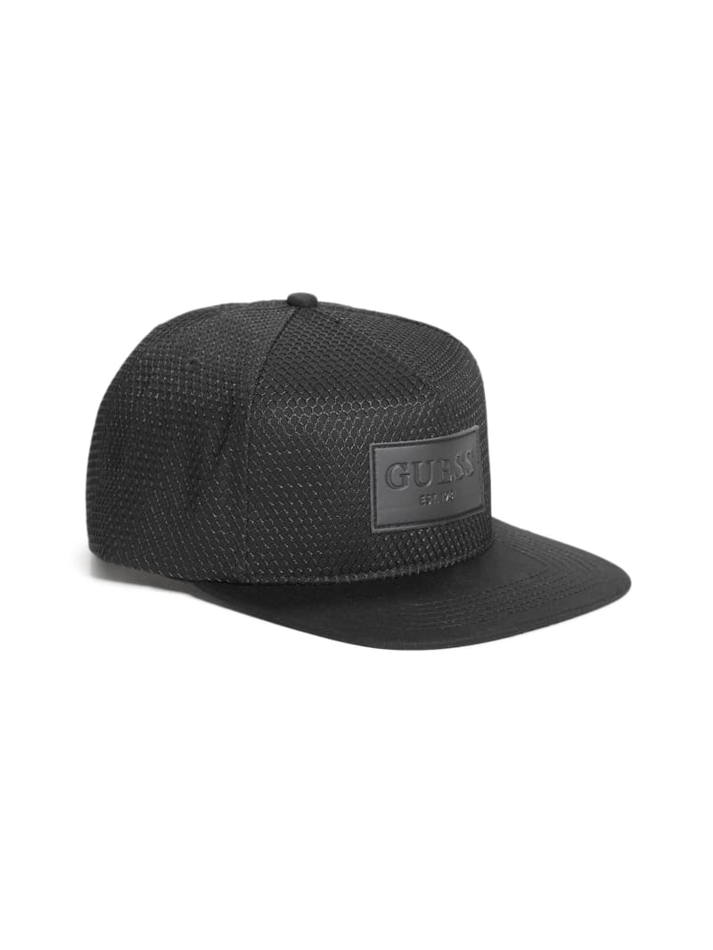 Guess Dave Mesh Flat Brim Snapback Hat - Black Guess Dave Mesh Flat Brim Snapback Hat - Black