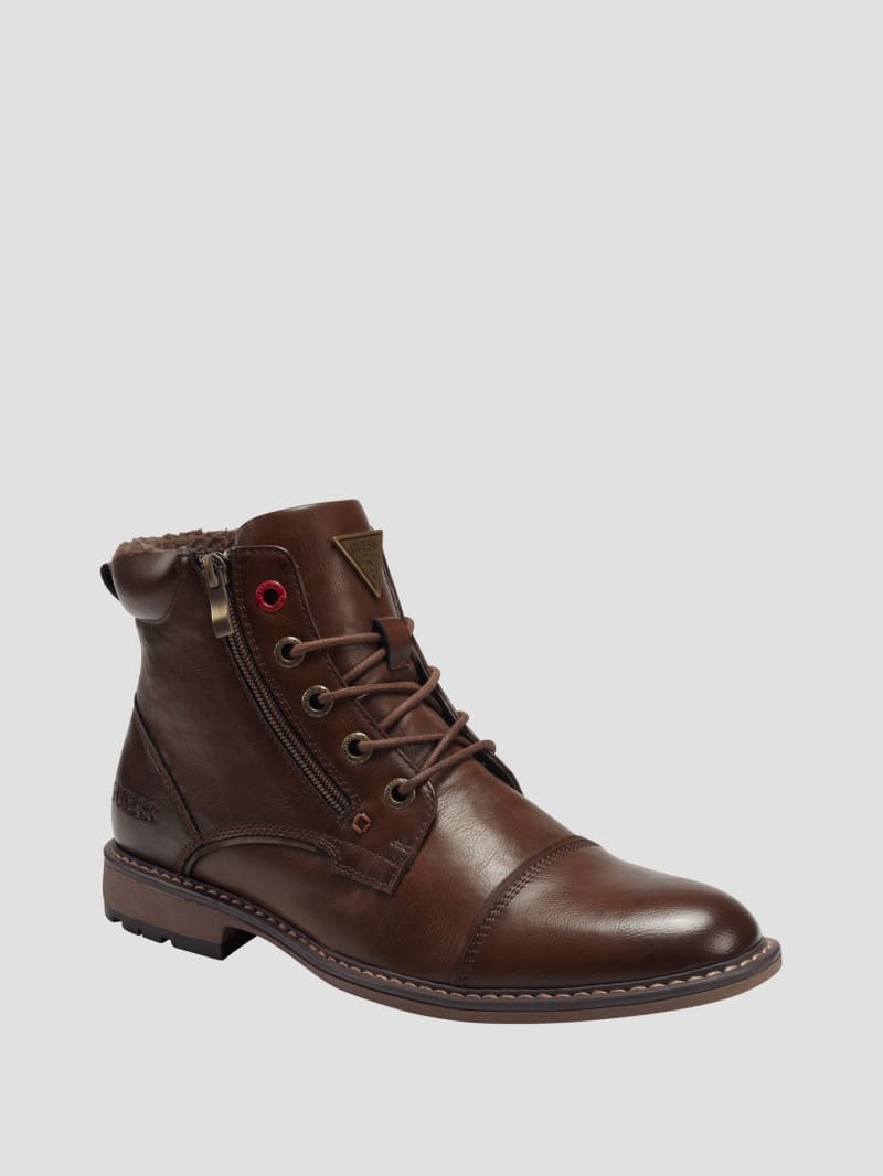 Guess Samwell Lace-Up Chelsea Boots - Medium Brown Guess Samwell Lace-Up Chelsea Boots - Medium Brown