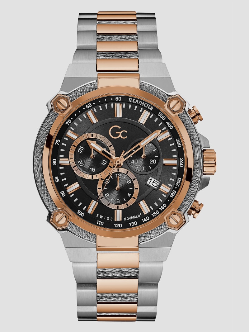 Guess Two-Tone and Black Chronograph Watch - Silver Guess Two-Tone and Black Chronograph Watch - Silver