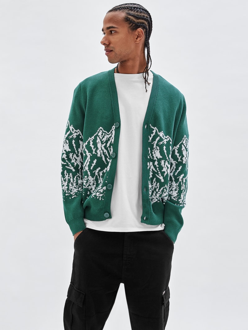 Guess GUESS Originals Mountain Cardigan - Evermore Green Guess GUESS Originals Mountain Cardigan - Evermore Green