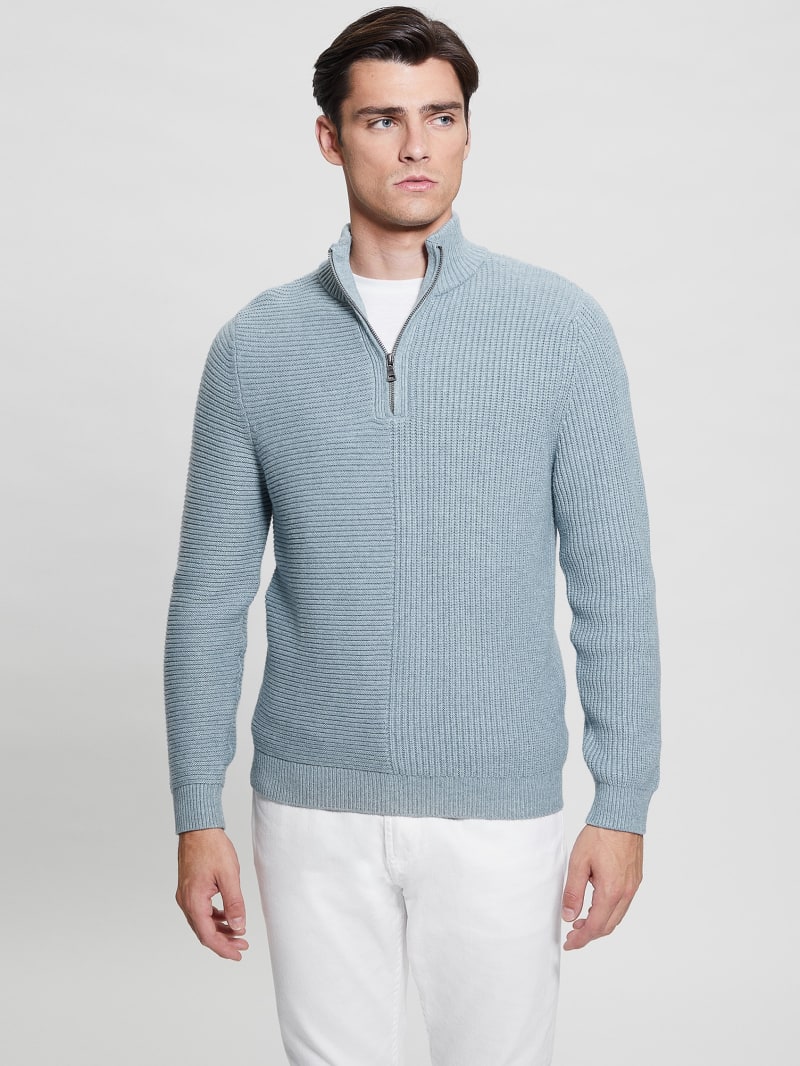 Guess Eco Mock Neck Sweater - Pale Sky Heather Multi Guess Eco Mock Neck Sweater - Pale Sky Heather Multi