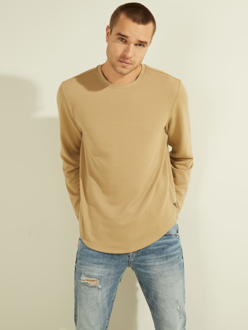 Guess Textured Jersey Long-Sleeve Tee - Uniform Tan Guess Textured Jersey Long-Sleeve Tee - Uniform Tan