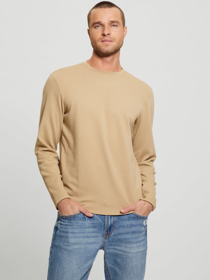 Guess Textured Long-sleeve Tee - Uniform Tan Guess Textured Long-sleeve Tee - Uniform Tan