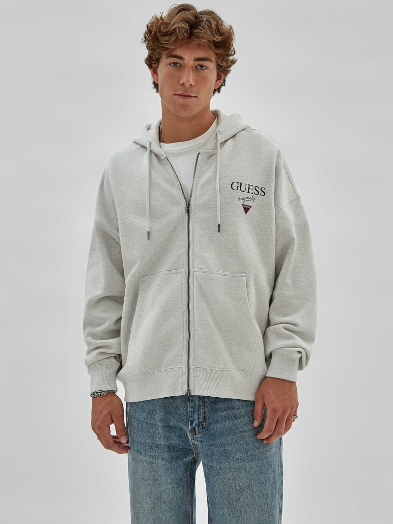 Guess GUESS Originals Heathered Logo Zip Hoodie - Eli Aged Heather Guess GUESS Originals Heathered Logo Zip Hoodie - Eli Aged Heather