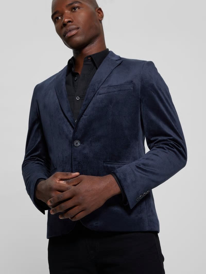 Guess Fulham Velvet Blazer - Bleu éLéGant Guess Fulham Velvet Blazer - Bleu éLéGant
