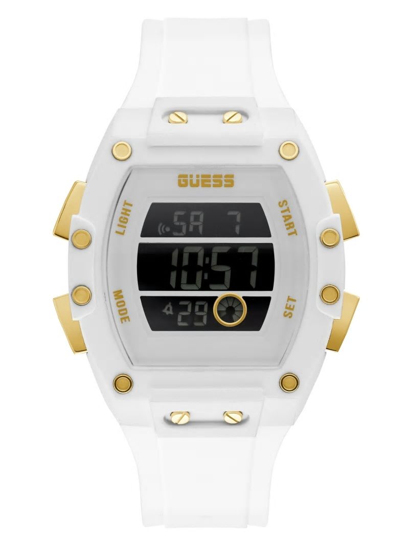 Guess Gold-Tone and White Digital Watch - White Guess Gold-Tone and White Digital Watch - White