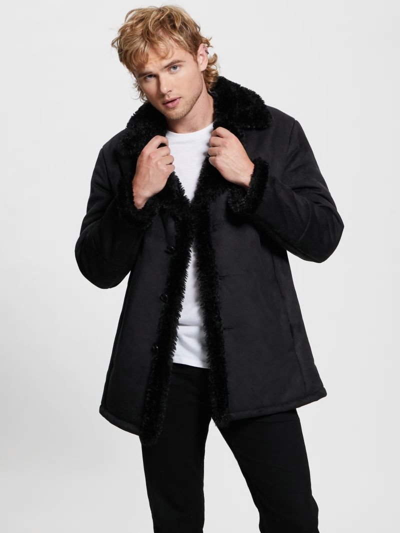 Guess Ian Faux-Suede Coat - Jet Black Multi Guess Ian Faux-Suede Coat - Jet Black Multi