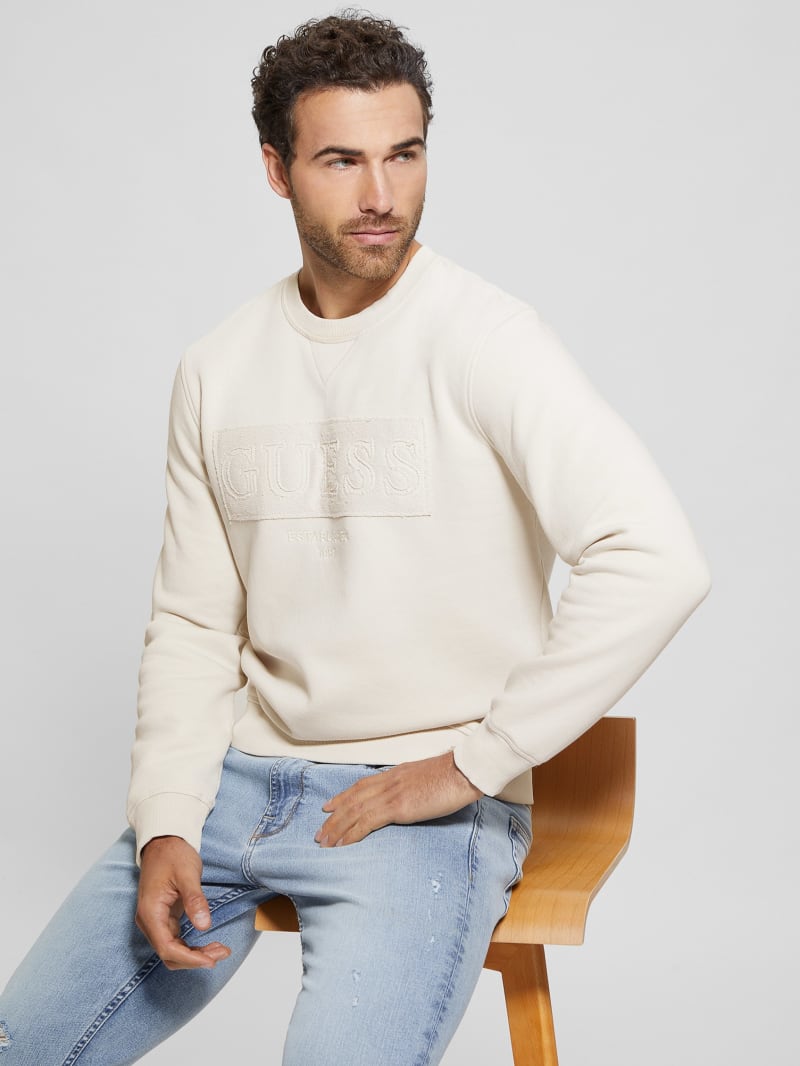 Guess Eco Beau Crewneck Fleece Sweatshirt - Muted Stone Guess Eco Beau Crewneck Fleece Sweatshirt - Muted Stone