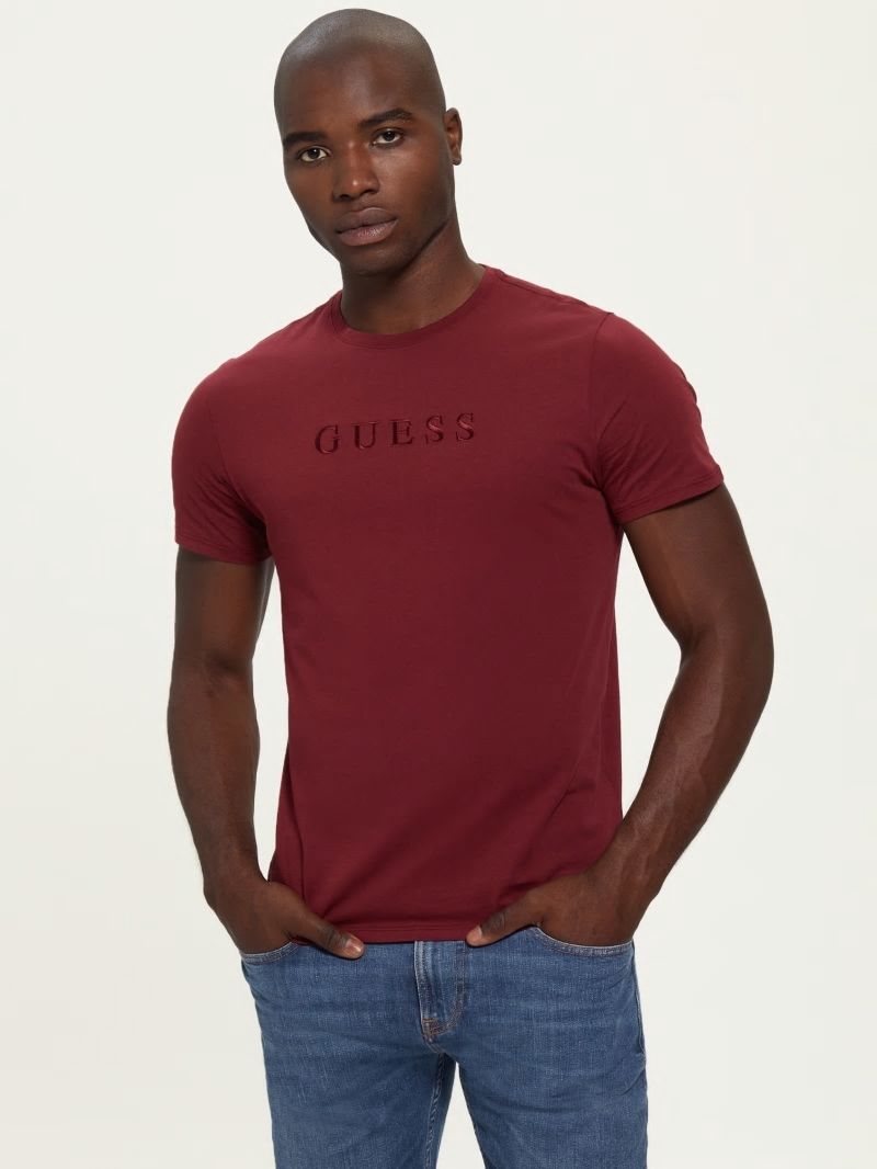 Guess Embroidered Logo Tee - Vino Guess Embroidered Logo Tee - Vino