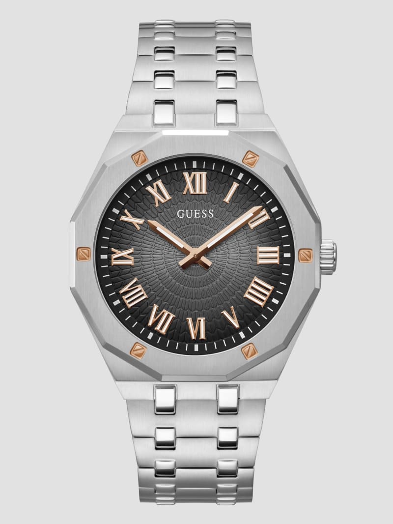 Guess Silver-Tone Sunburst Analog Watch - Silver Guess Silver-Tone Sunburst Analog Watch - Silver