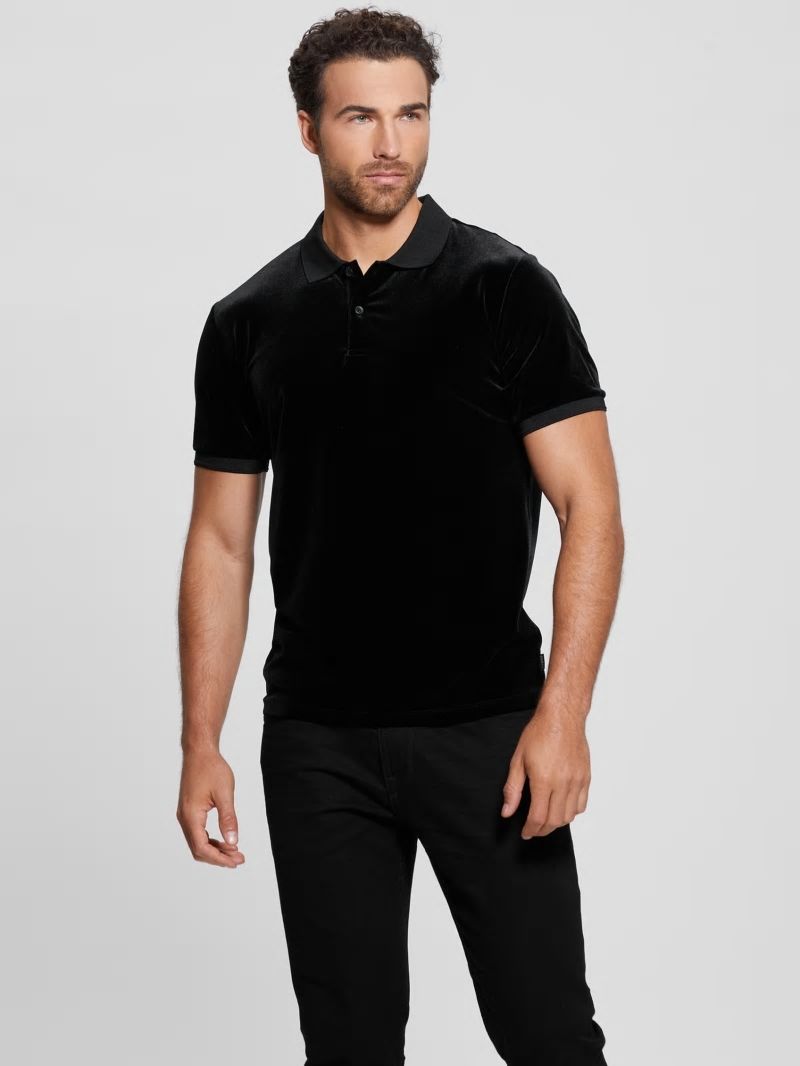 Guess Rio Liquid Velvet Polo - Black Guess Rio Liquid Velvet Polo - Black