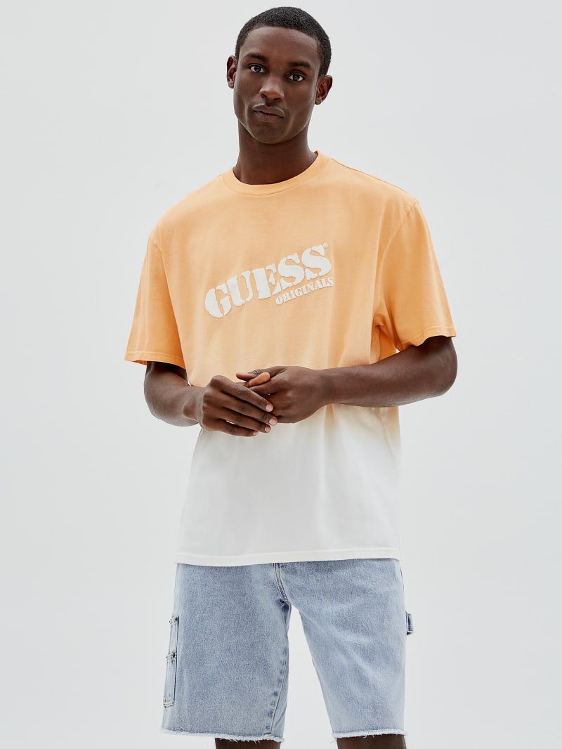 Guess GUESS Originals Dip-Dye Logo Tee - Orange Candy Multi Guess GUESS Originals Dip-Dye Logo Tee - Orange Candy Multi