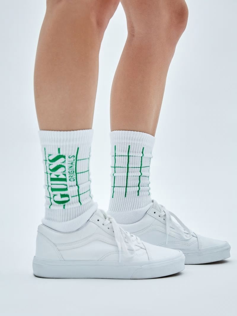 Guess GUESS Originals Grid Crew Socks - Pure White Multi Guess GUESS Originals Grid Crew Socks - Pure White Multi