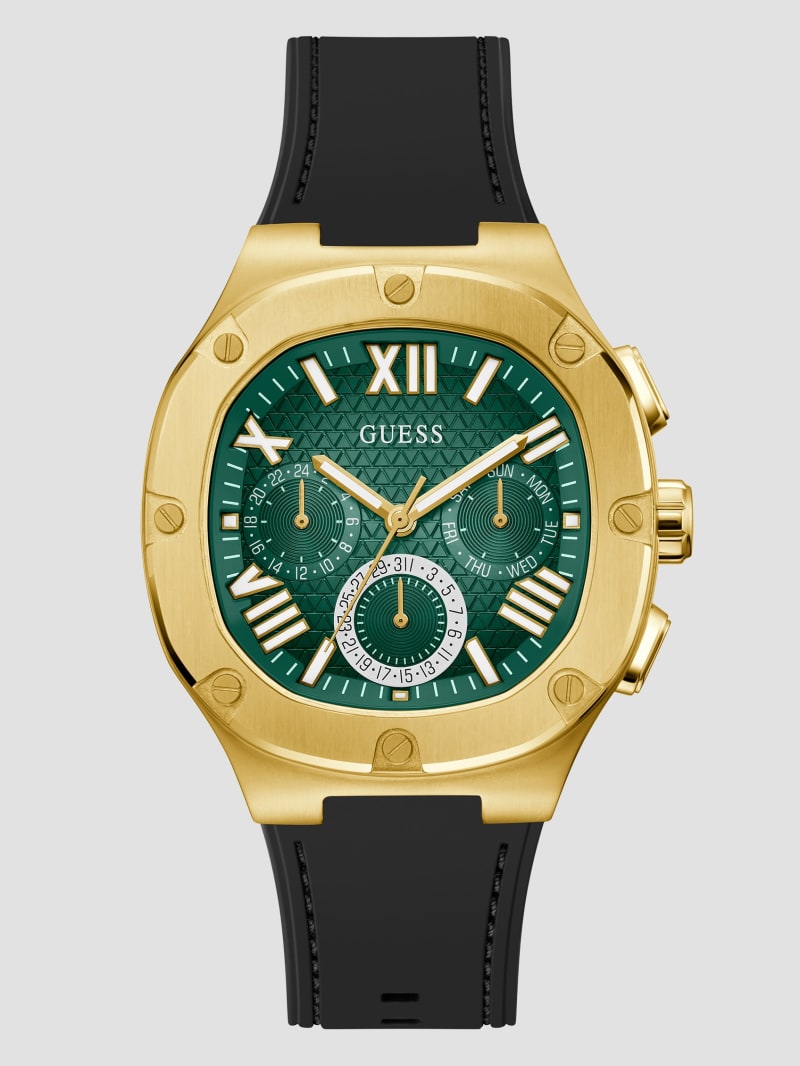 Guess Gold-Tone Translucent Dial Multifunction Watch - Black Guess Gold-Tone Translucent Dial Multifunction Watch - Black
