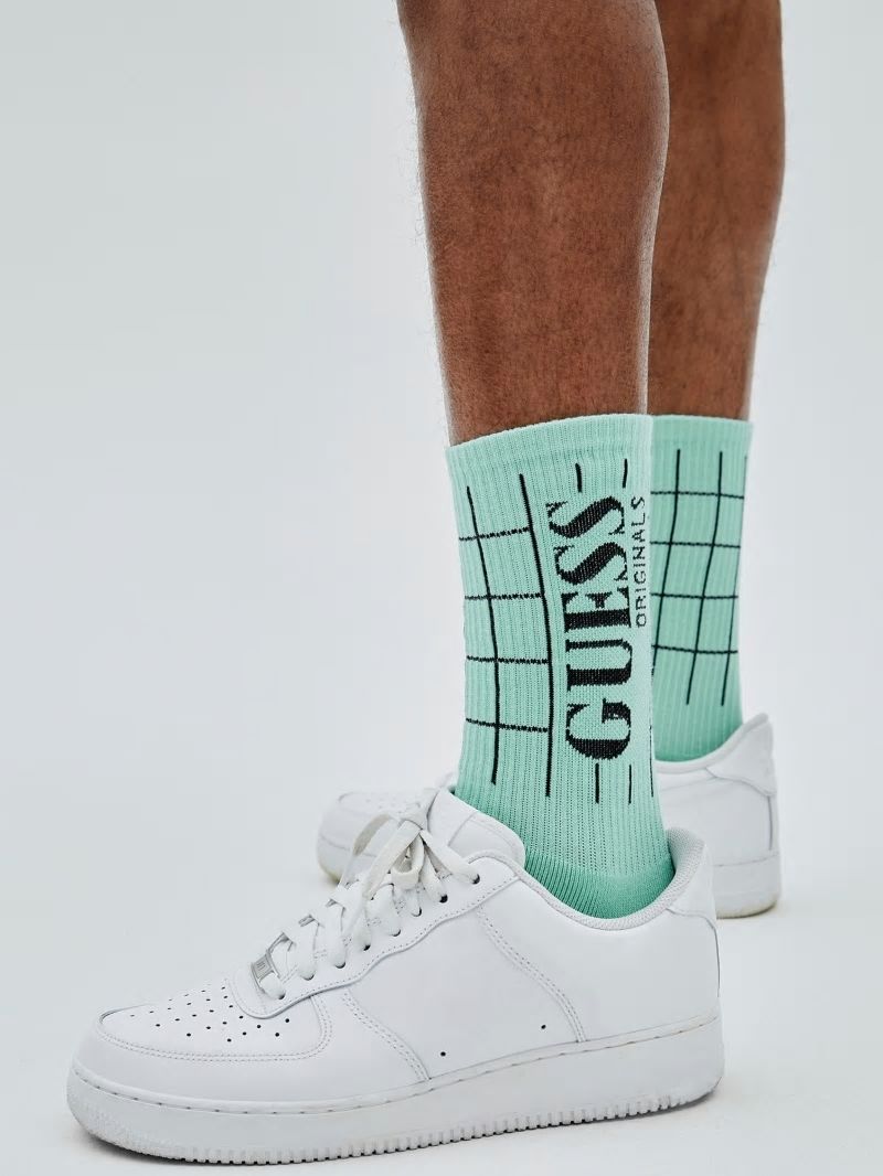 Guess GUESS Originals Grid Crew Socks - Soft Jade Guess GUESS Originals Grid Crew Socks - Soft Jade
