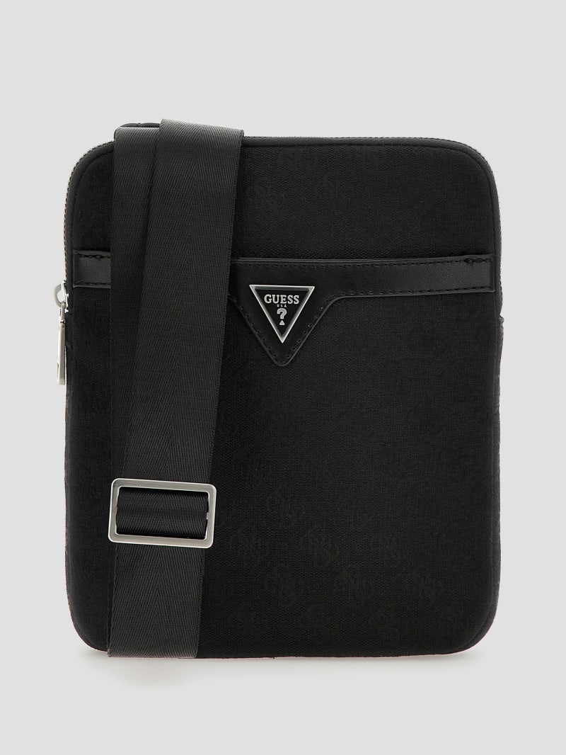 Guess Vezzola Jacquard Flat Crossbody - Black Guess Vezzola Jacquard Flat Crossbody - Black
