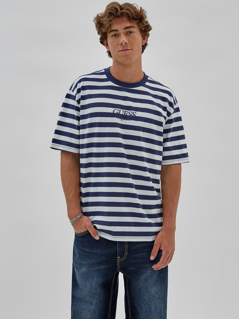 Guess GUESS Originals Eco Simple Stripe Tee - Cave Blue Multi Guess GUESS Originals Eco Simple Stripe Tee - Cave Blue Multi
