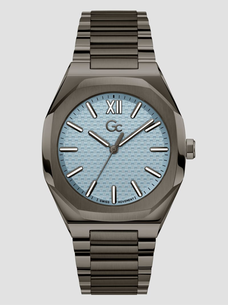 Guess Gc Dark Silver and Light Blue Analog Watch - Grey Guess Gc Dark Silver and Light Blue Analog Watch - Grey