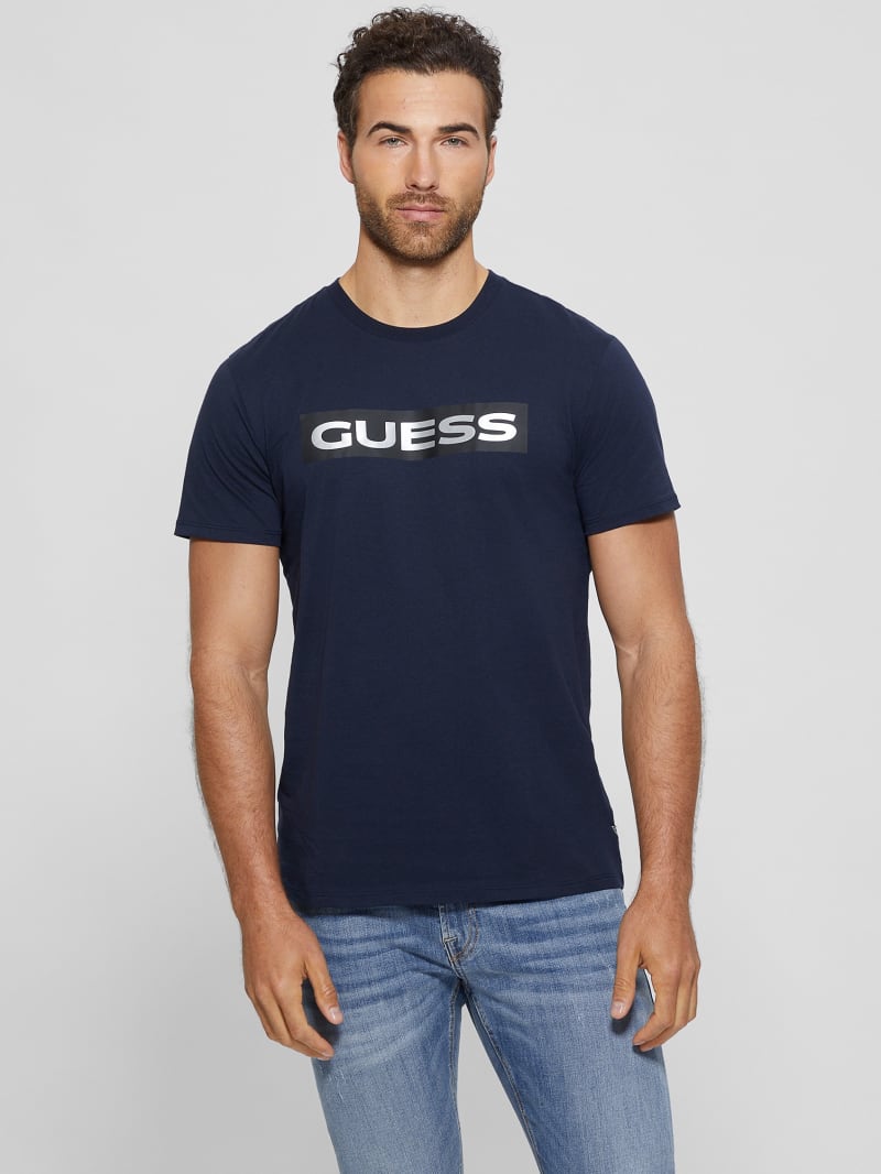 Guess Metallic Signature Tee - Bleu éLéGant Guess Metallic Signature Tee - Bleu éLéGant