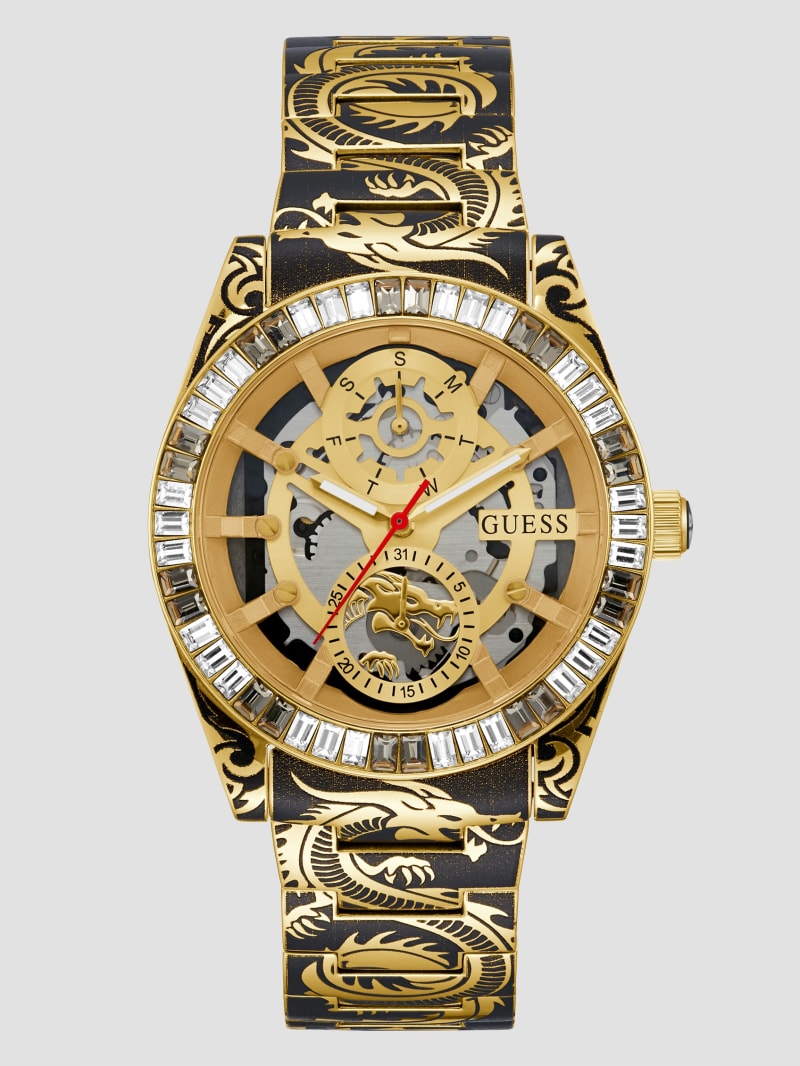 Guess Printed Gold-Tone Multifunction Watch - Gold Guess Printed Gold-Tone Multifunction Watch - Gold