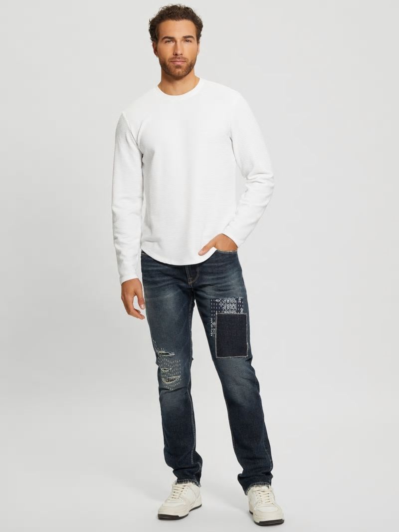 Guess Eco Slim Distressed Tapered Pants - Western Blue Guess Eco Slim Distressed Tapered Pants - Western Blue