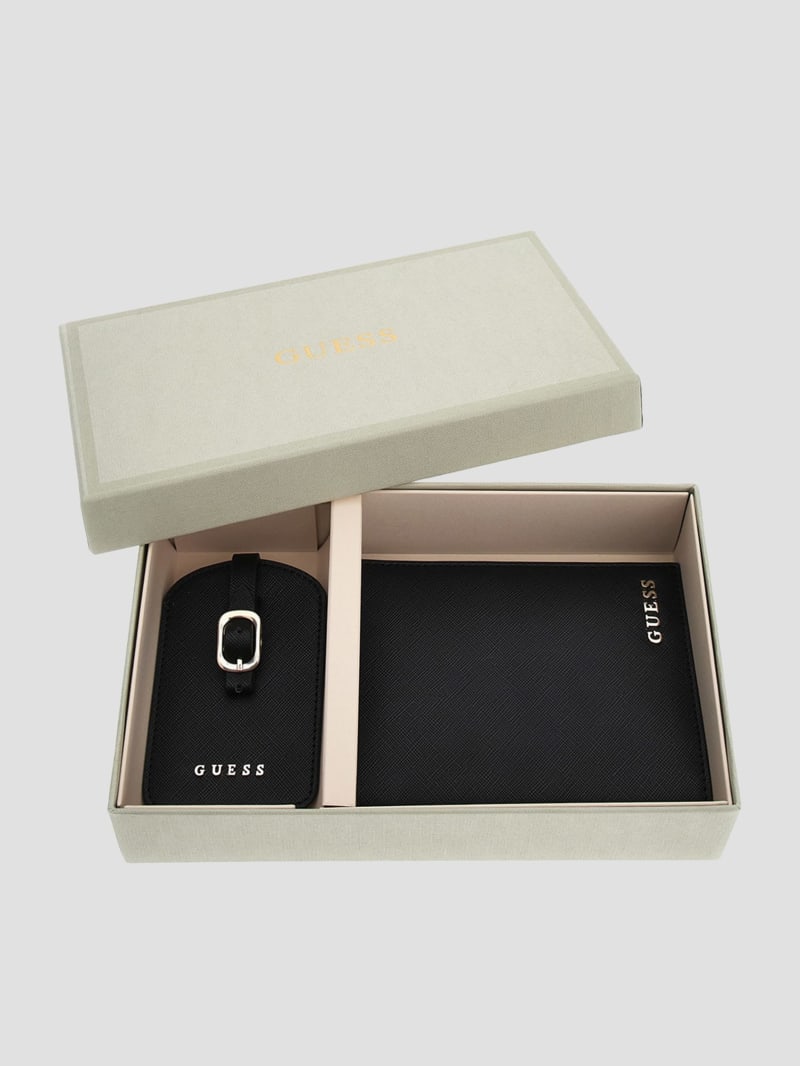 Guess Passport Case and Luggage Tag Gift Set - Black Guess Passport Case and Luggage Tag Gift Set - Black