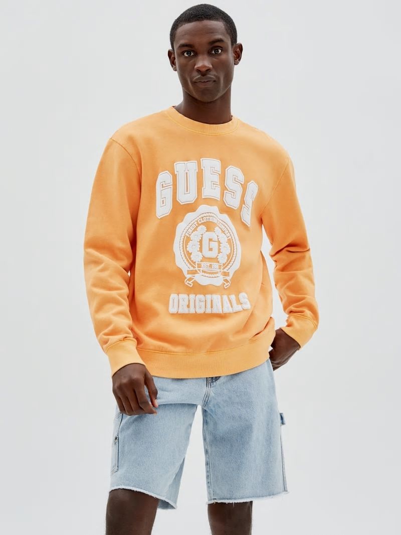 Guess GUESS Originals Logo Crewneck Pullover - Orange Candy Multi Guess GUESS Originals Logo Crewneck Pullover - Orange Candy Multi