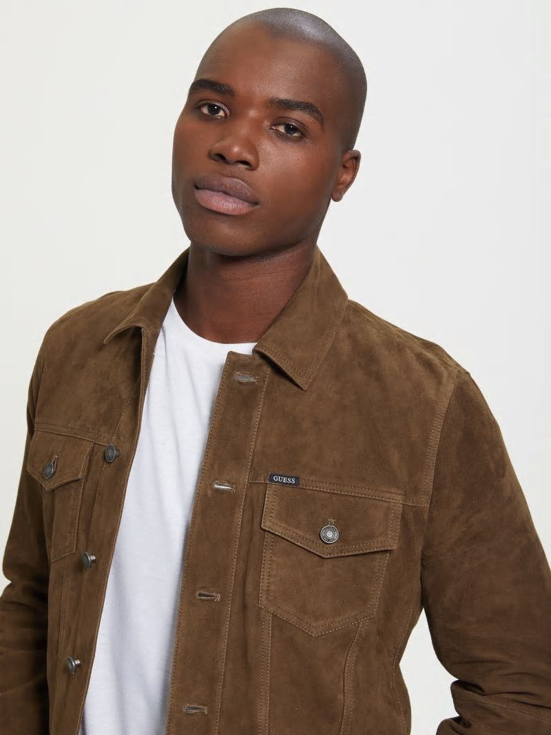 Guess Suede Trucker Jacket - Brown Multi Guess Suede Trucker Jacket - Brown Multi