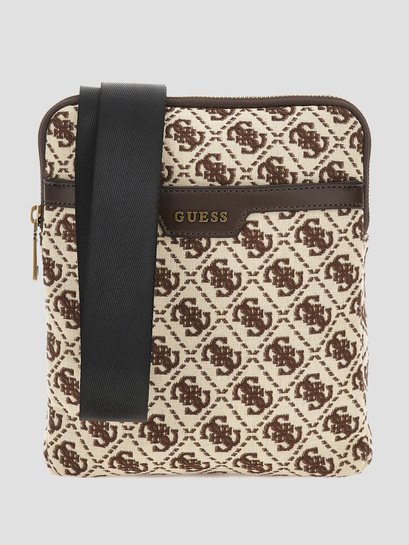 Guess Quattro G Flat Crossbody - Brown Guess Quattro G Flat Crossbody - Brown