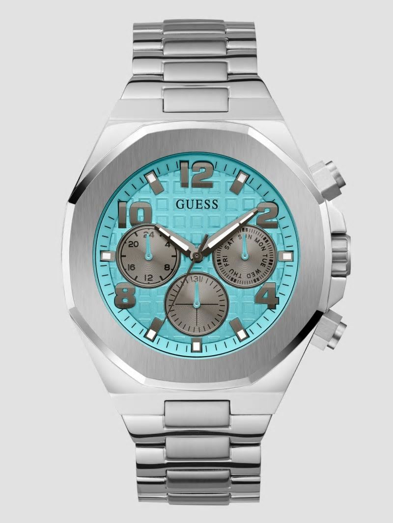 Guess Silver-Tone and Aqua Chronograph Watch - Silver Guess Silver-Tone and Aqua Chronograph Watch - Silver